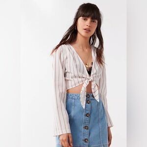 UO Tie Front Striped Crop Top